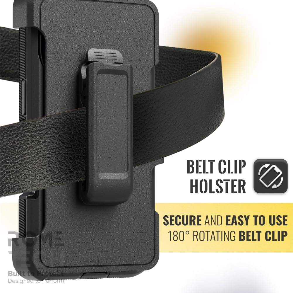 For Iphone 16 Case with Belt Clip Holster & Kickstand, Screenless Protective Dual-Layer Shockproof Iphone 16 Defender Case - Black