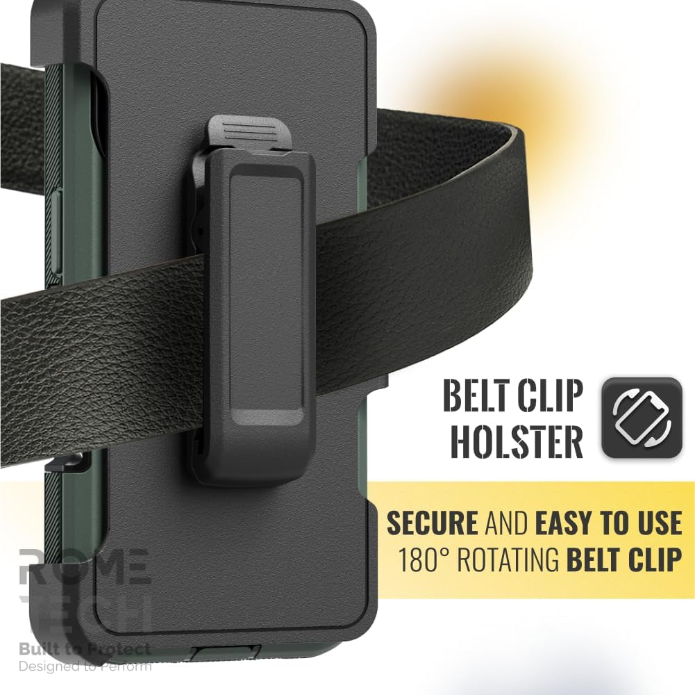For Iphone 16 Case with Belt Clip Holster & Kickstand, Screenless Protective Dual-Layer Shockproof Iphone 16 Defender Case - Army Green&Black