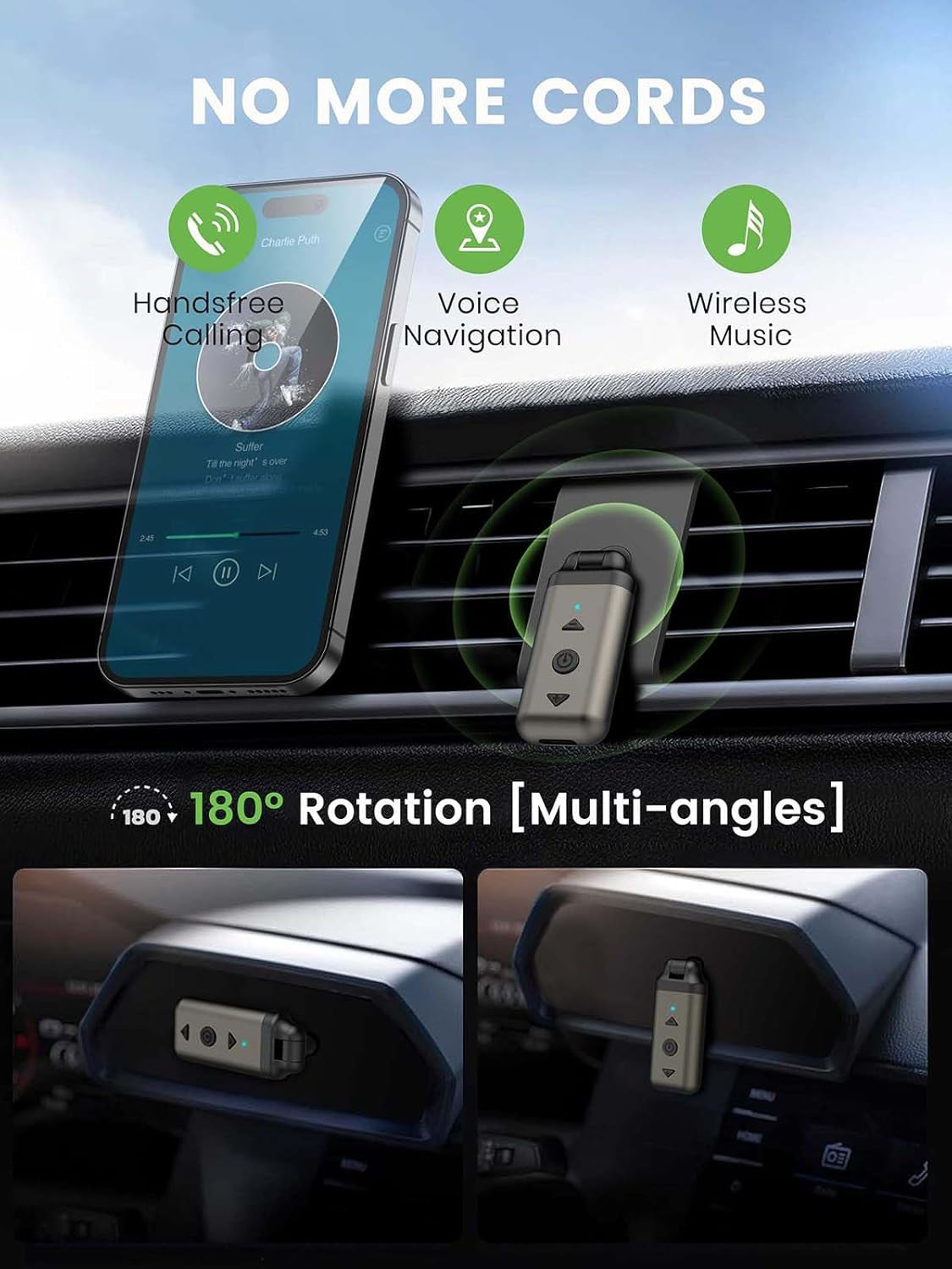 Air88 Bluetooth Aux Adapter for Car, Aux Bluetooth 5.3 Receiver with Swivel 3.5Mm Audio Jack for Home Stereo Speaker, Volume and Track Control, Handsfree Call, CD Sound, Metal Case