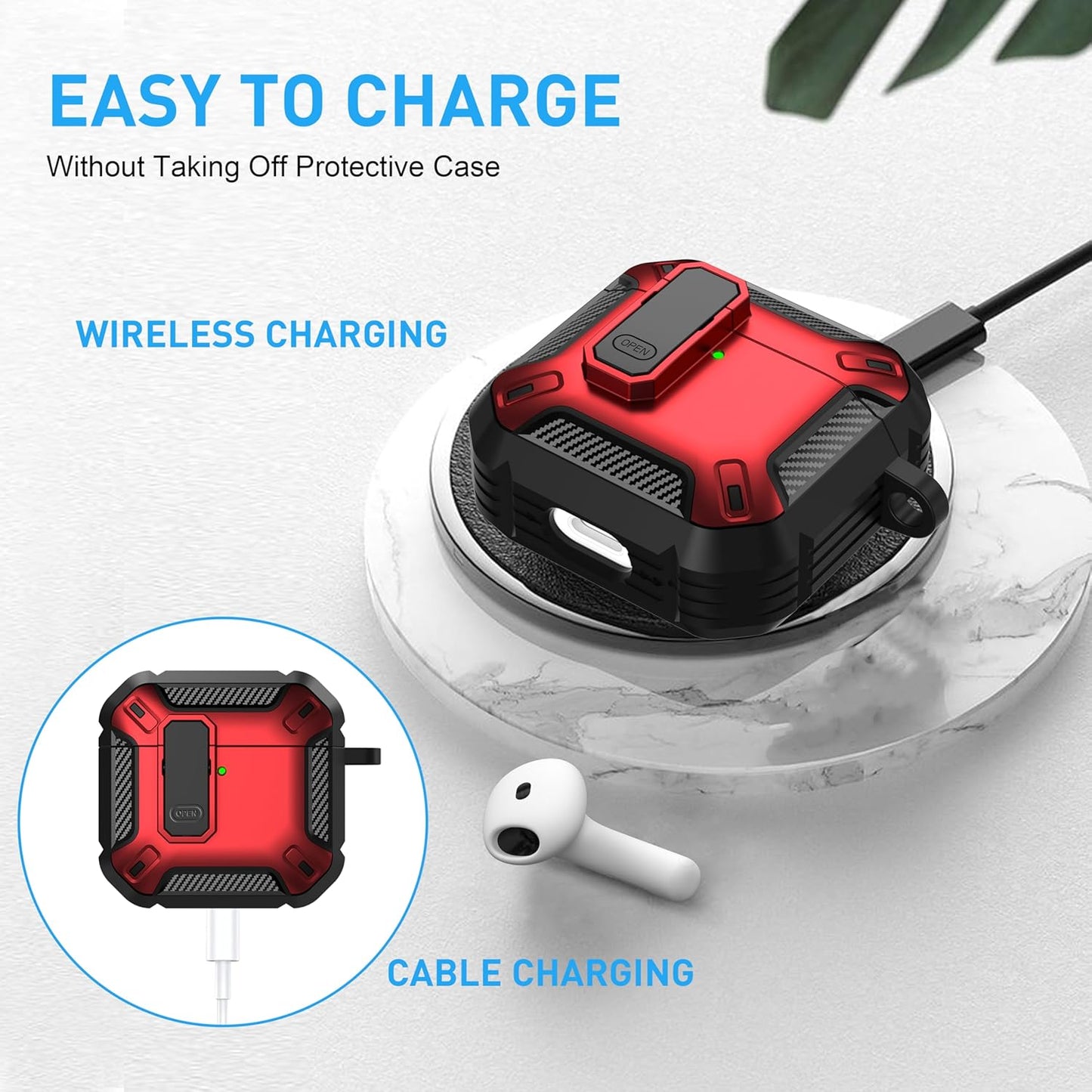 for Airpods 4 Case with Lock, Airpods 4Th Generation Case Cover with Cleaner Kit Shockproof Airpod Gen 4 Protective Cases with Keychain Compatible with Apple Airpods4 2024 2025, Red