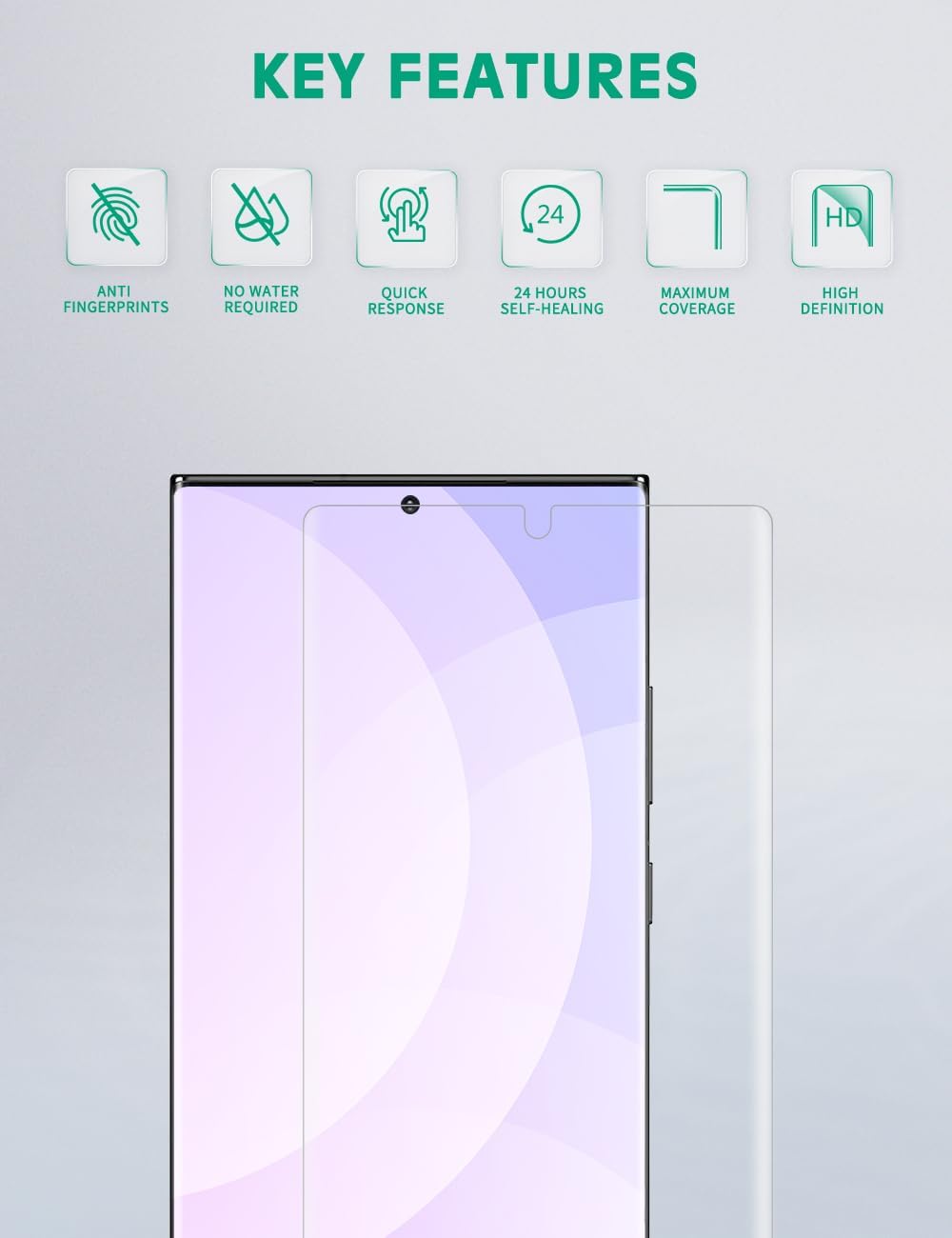 apiker 4 Pack Screen Protector Compatible with Samsung Galaxy Note 10 Plus, Soft TPU Film Support Fingerprint Sensor