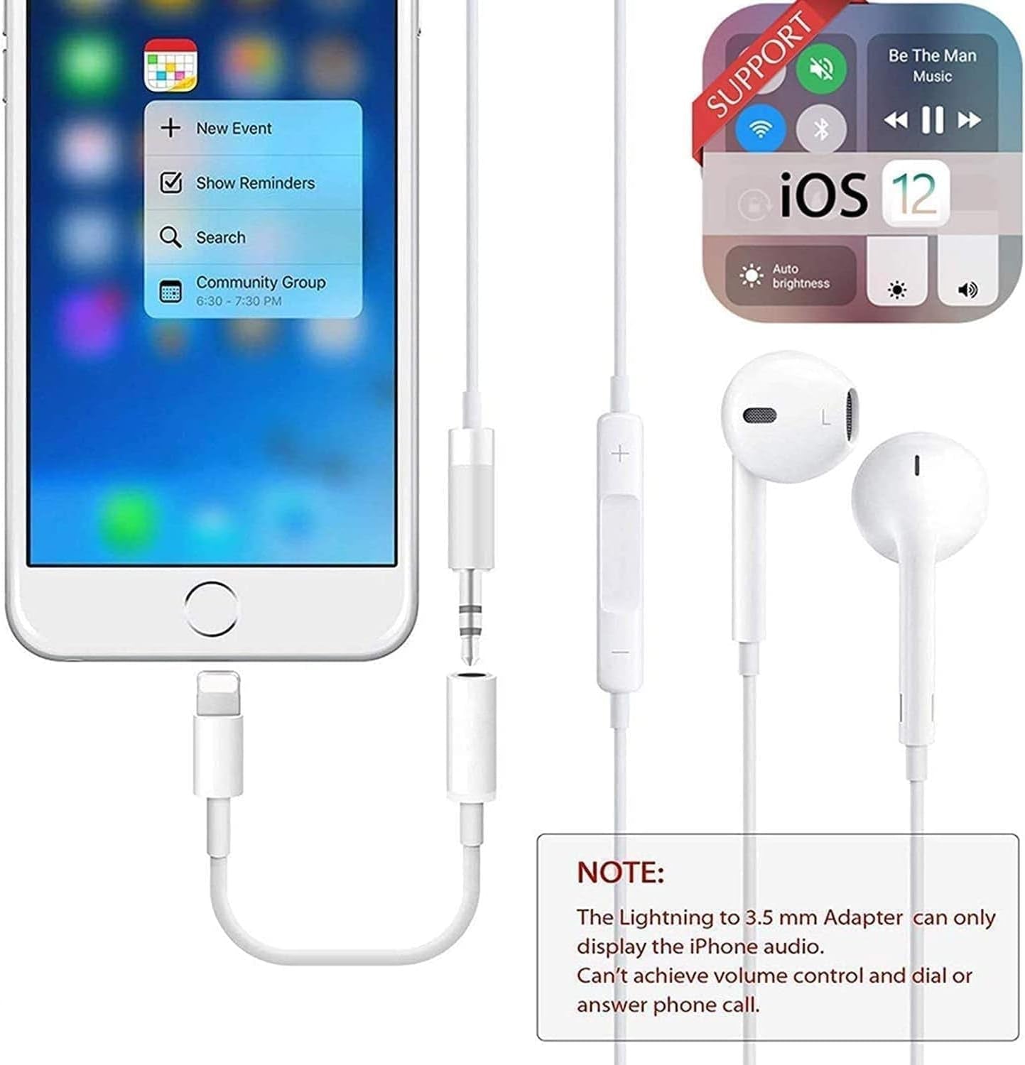 2 Pack Headphones Adapter, 3.5 Mm Headphone/Earphone Jack Audio Aux Adapter Dongle Compatible with Iphone 14 13 12 11 Pro XR XS Max X 8 7 6S Plus