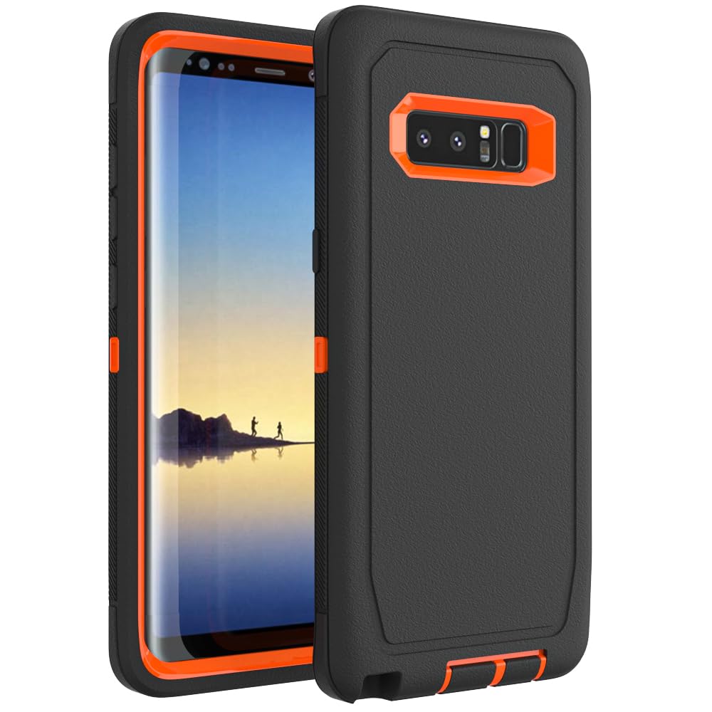 Case for Galaxy Note 20 with Clip, Heavy-Duty Tough Rugged Shockproof Drop Protective Cover Cases for Samsung Galaxy Note 20, Black+Orange