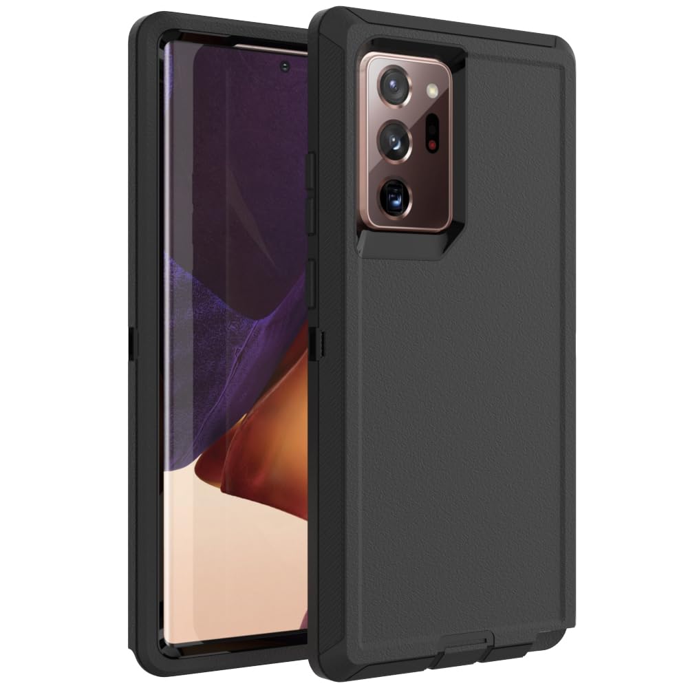 Case for Galaxy Note 20 with Clip, Heavy-Duty Tough Rugged Shockproof Drop Protective Cover Cases for Samsung Galaxy Note 20, Black+Orange