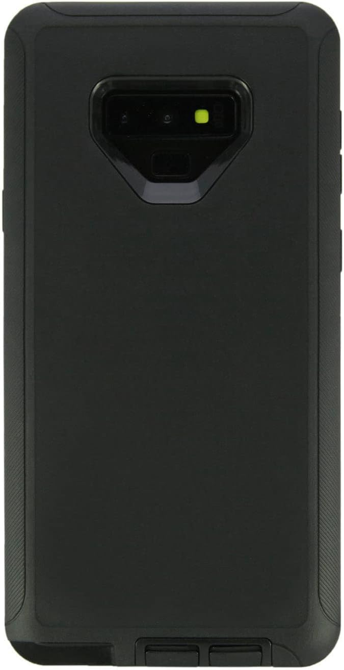 WallSkiN Case for Galaxy Note 9 (6.4") Heavy Duty Full Body Military Grade Drop Protection Carrying Cover Holder | Holster for Men Belt with Clip Stand – Black/Black