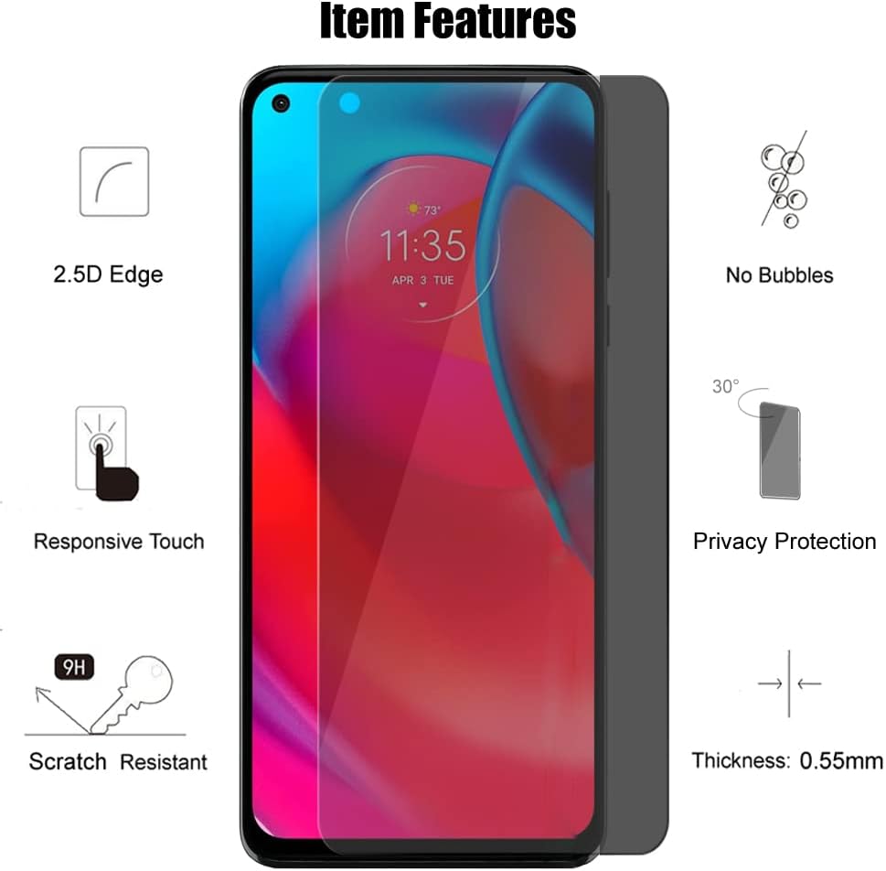(3+3) For Motorola Moto G Stylus 5G (2021) (3 Pack) Privacy Screen Protector Anti Spy Private Tempered Glass Film with Camera Lens Protector, Anti Scratch