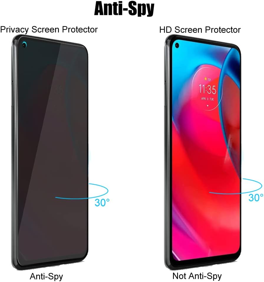 (3+3) For Motorola Moto G Stylus 5G (2021) (3 Pack) Privacy Screen Protector Anti Spy Private Tempered Glass Film with Camera Lens Protector, Anti Scratch