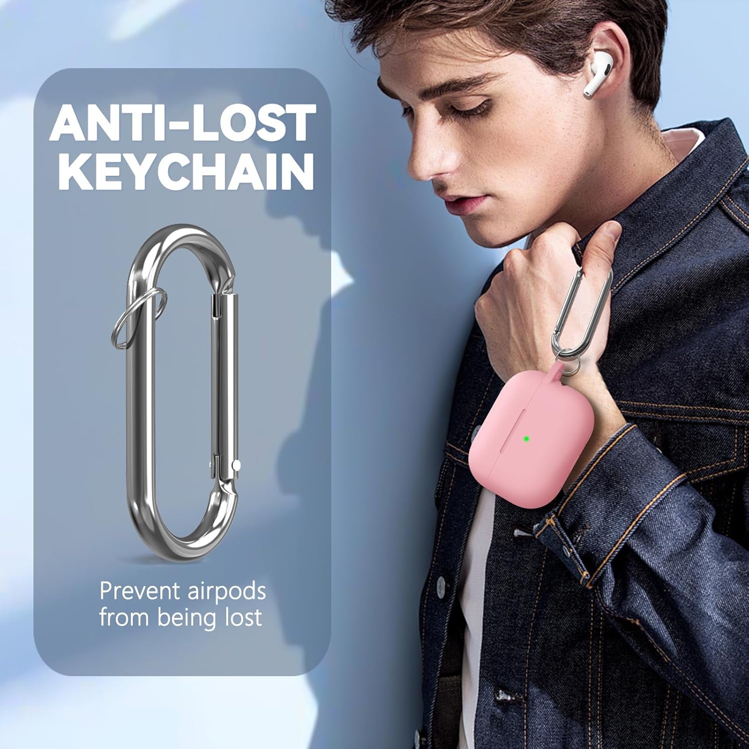 For Airpods 4 Case 2024 with Magnetic Lid Lock,Soft Silicone Protective Cover for Apple Airpods 4Th Generation Cases with Cleaner Kit,Airpod 4 Case Cover with Keychain for Women Men-Pink