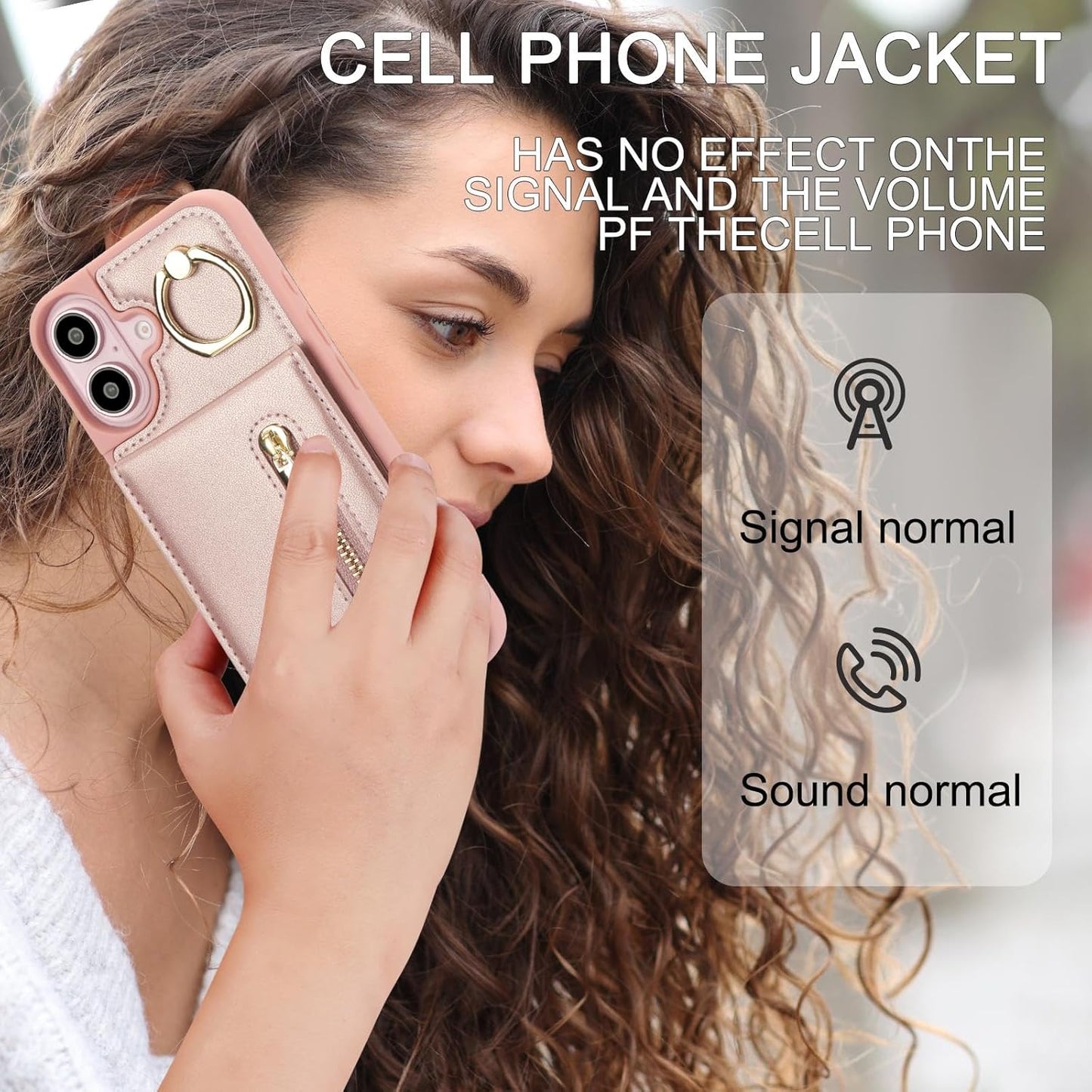 Crossbody Wallet Case for Iphone 16 Plus, with Card Slots Zipper Pocket Case, Flip Folio Purse RFID Blocking with Ring Kickstand Detachable Strap-Pink