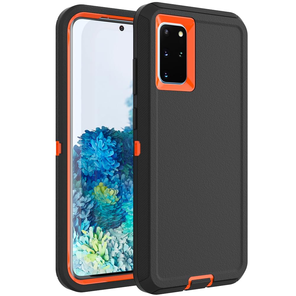 Case for Galaxy Note 20 with Clip, Heavy-Duty Tough Rugged Shockproof Drop Protective Cover Cases for Samsung Galaxy Note 20, Black+Orange