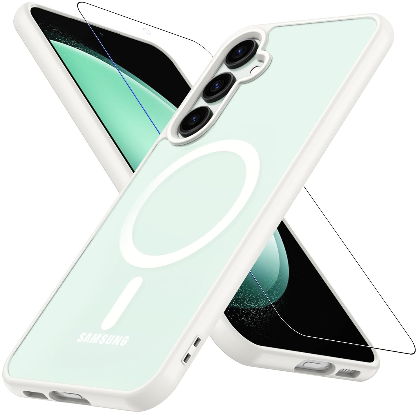 OWKEY Bumper Cover for Samsung Galaxy S23 Plus Black | 6.6'', Translucent, Slim, Magsafe Compatible, Military Grade Shockproof