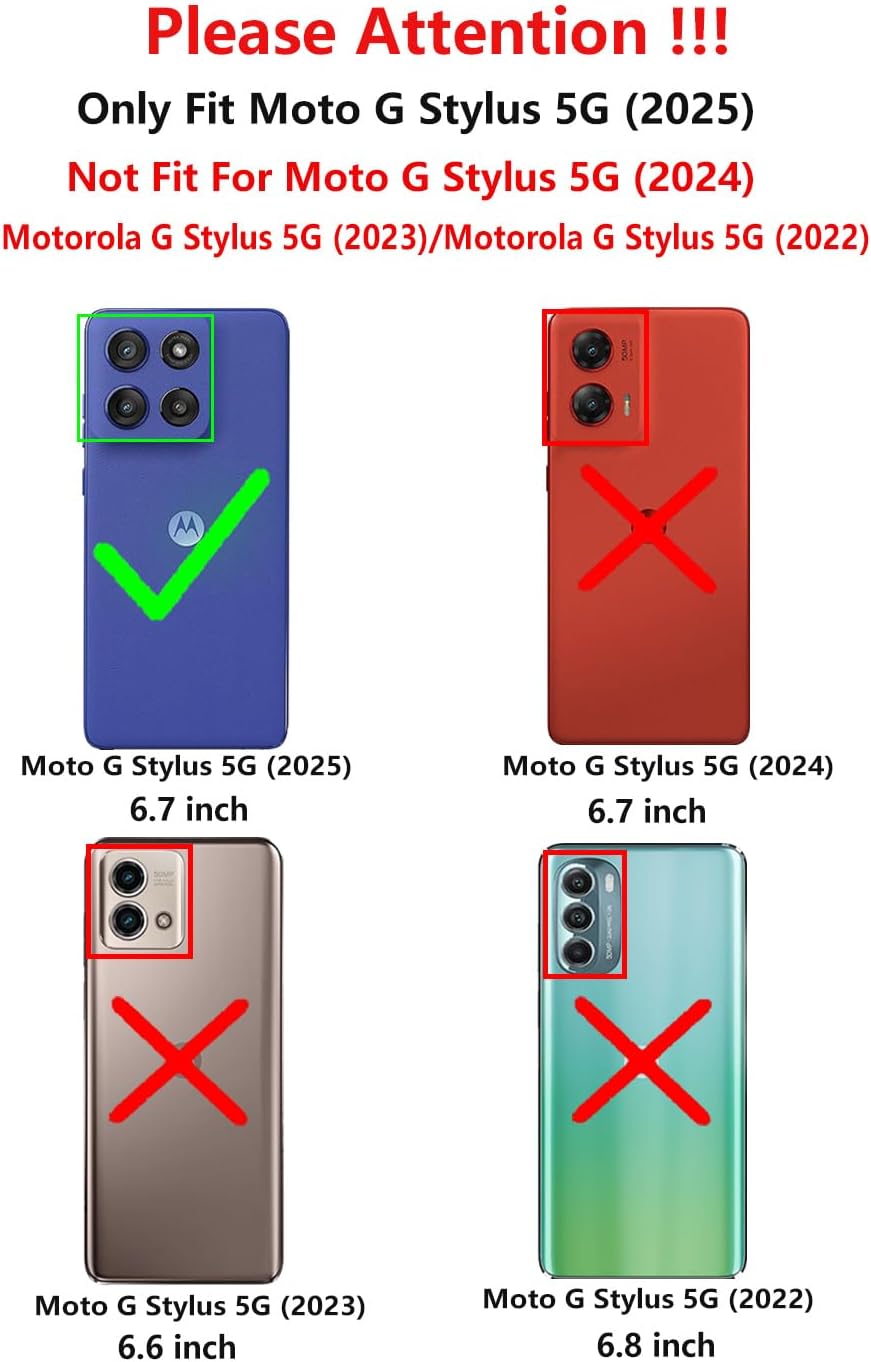 SMKY for Moto G Stylus 5G 2025 Case,with Screen Protectors and Camera Cover,16ft.Drop Tested Cover with Magnetic Kickstand Protective Case for Moto G Stylus 5G 2025, Blue