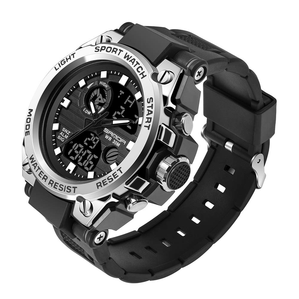 KXAITO Men's Watches Sports Outdoor Waterproof Military Watch Date Multi Function Tactics LED Alarm Stopwatch