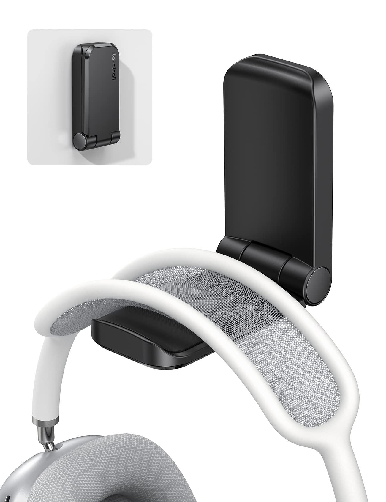 Lamicall Headphone Stand, Sticky Headset Hanger - Adhesive Headphone Holder Hook Mount, Headset Stand Holder Clip Under Desk, Earphone Clamp for Airpods Max, HyperX, Sennheiser, White