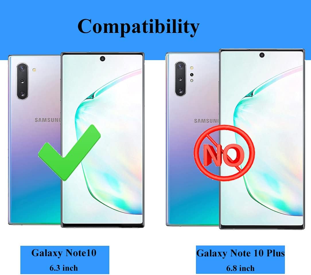 for Samsung Galaxy Note 10 Case, Note10 Case with HD Screen Protectors, Military-Grade Metal Ring Holder Kickstand 15ft Drop Tested Shockproof Cover Case for Samsung Note 10 (2019) Black