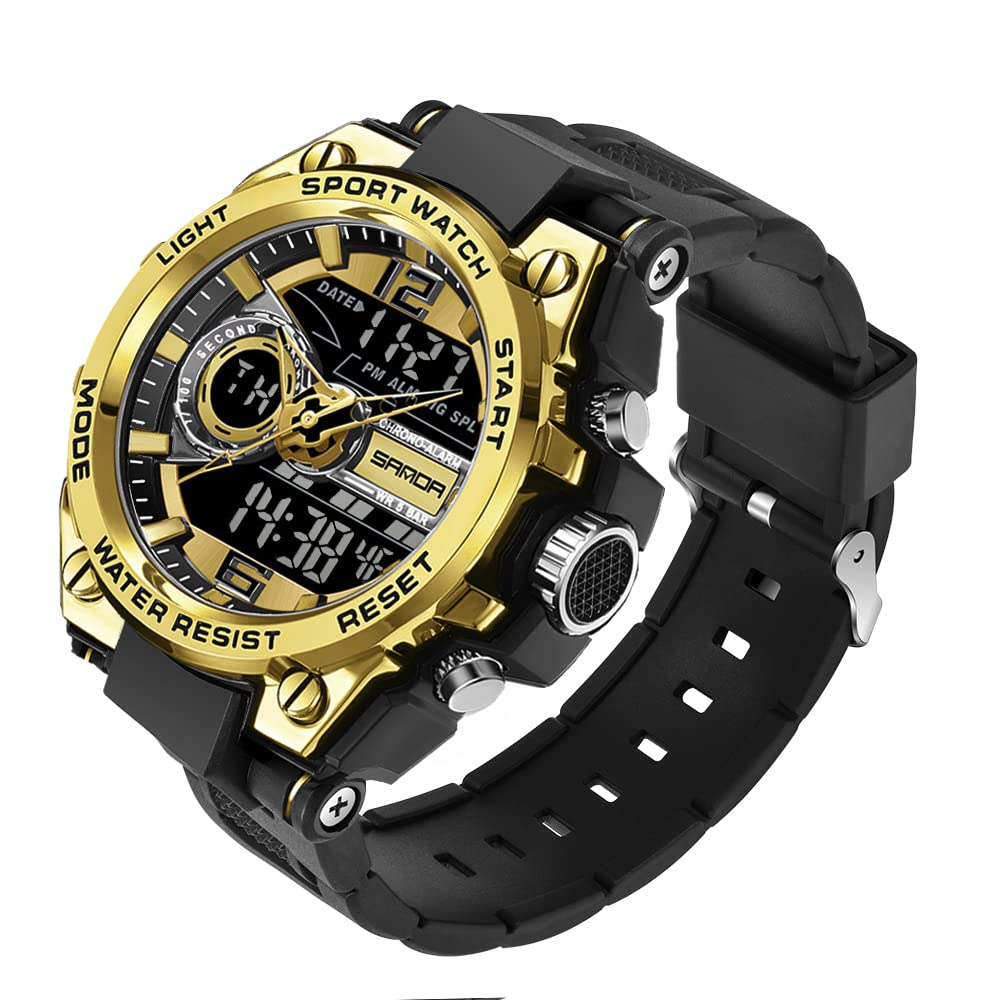 KXAITO Men's Watches Sports Outdoor Waterproof Military Watch Date Multi Function Tactics LED Alarm Stopwatch