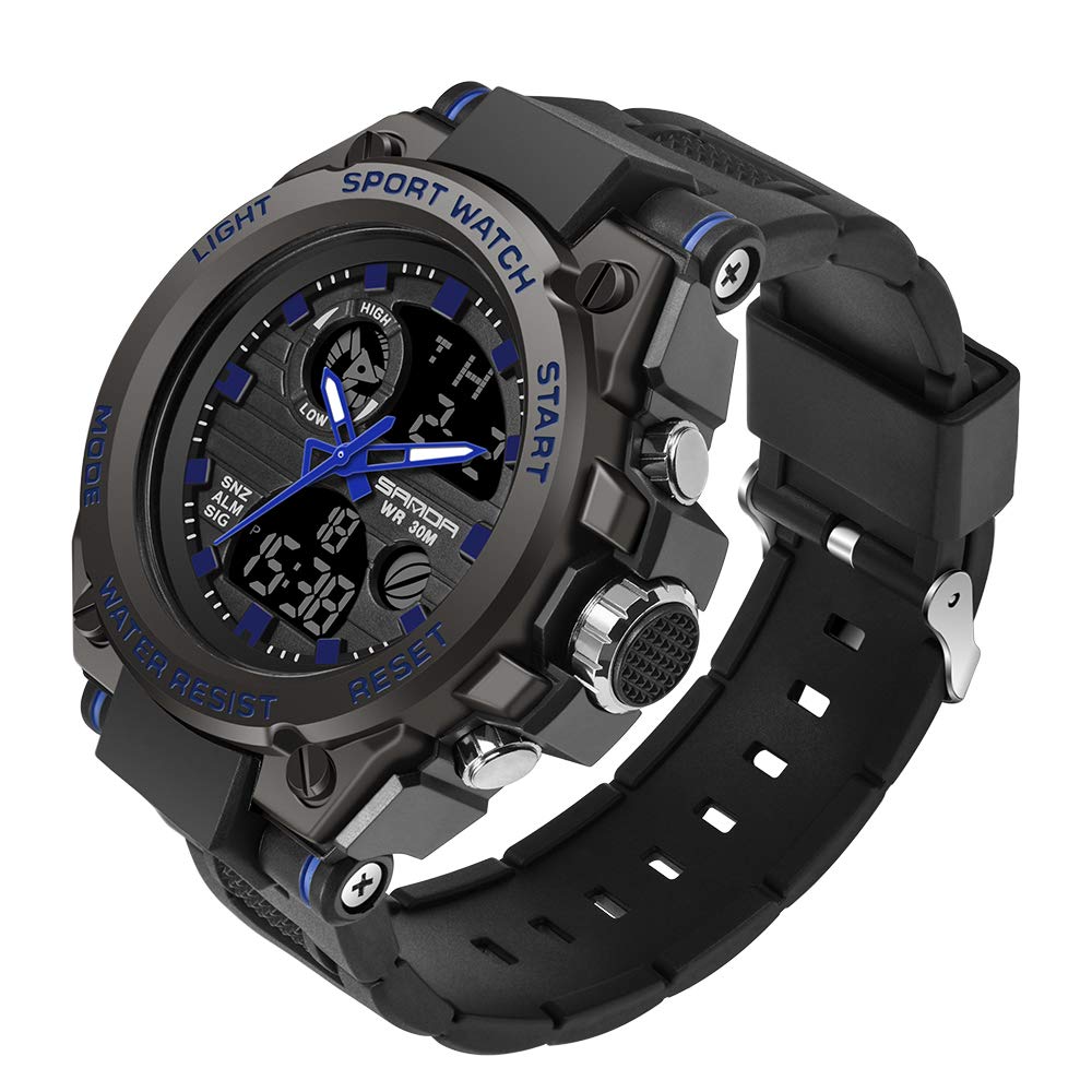 KXAITO Men's Watches Sports Outdoor Waterproof Military Watch Date Multi Function Tactics LED Alarm Stopwatch