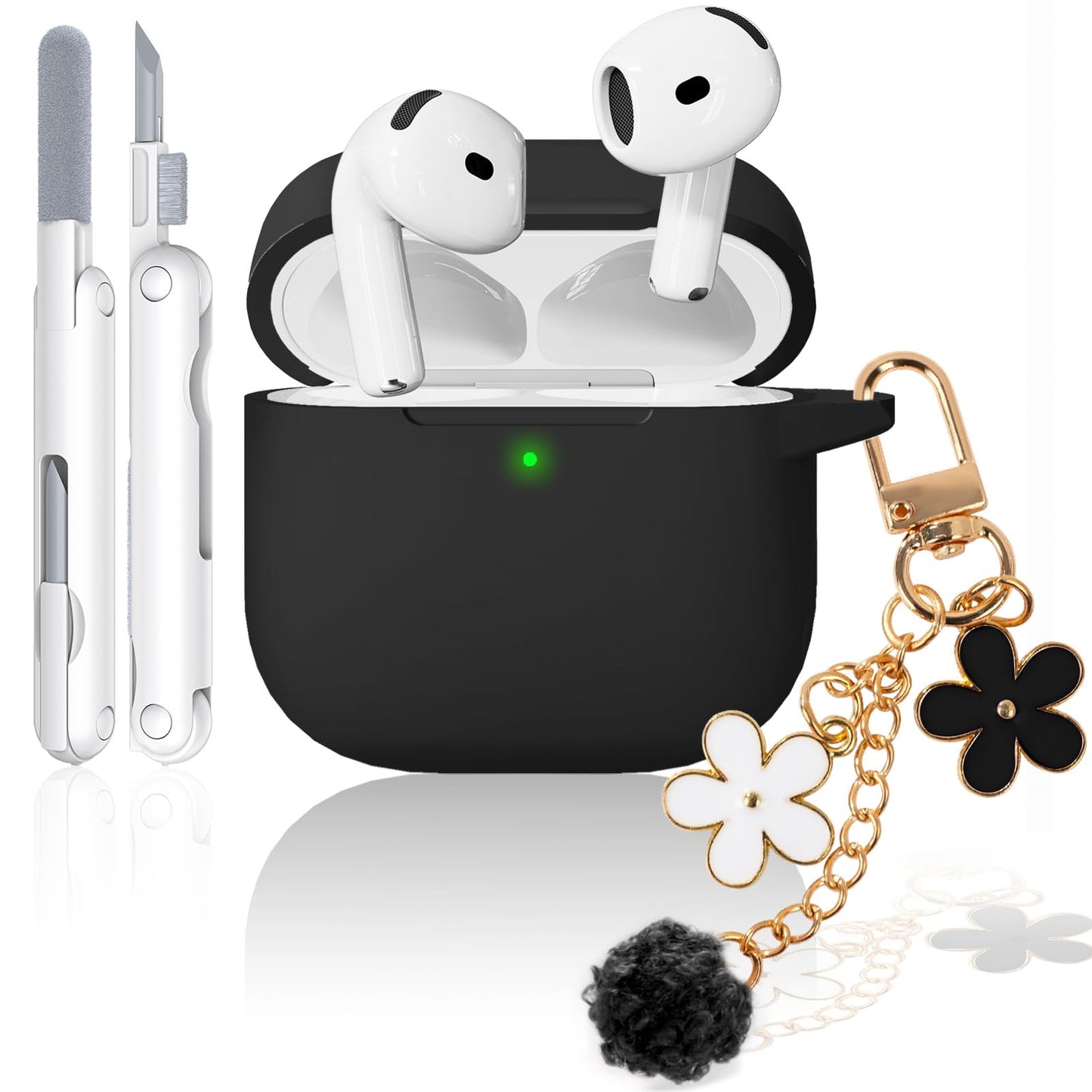 for AirPods Pro 3 Case 2025, Soft Silicone Case with Cleaner & Keychain for Women Girly, Compatible with Apple Airpods Pro 3rd Generation Cases Cover, Full Protection, Led Visible