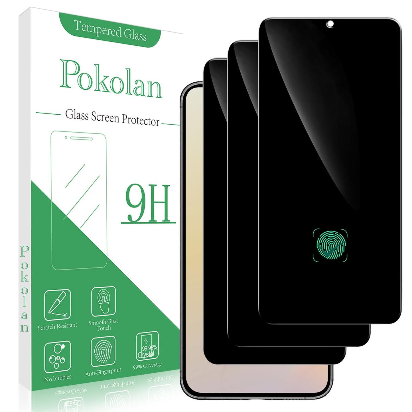 Pokolan [3 Pack Privacy Screen Protector for Samsung Galaxy S23 FE 5G Anti Spy Private Tempered Glass, Anti-Scratch, Bubble Free