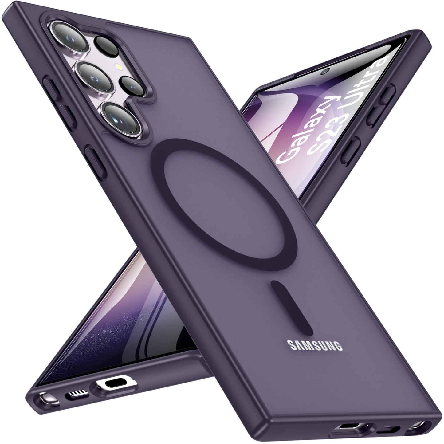 OWKEY Bumper Cover for Samsung Galaxy S23 Plus Black | 6.6'', Translucent, Slim, Magsafe Compatible, Military Grade Shockproof