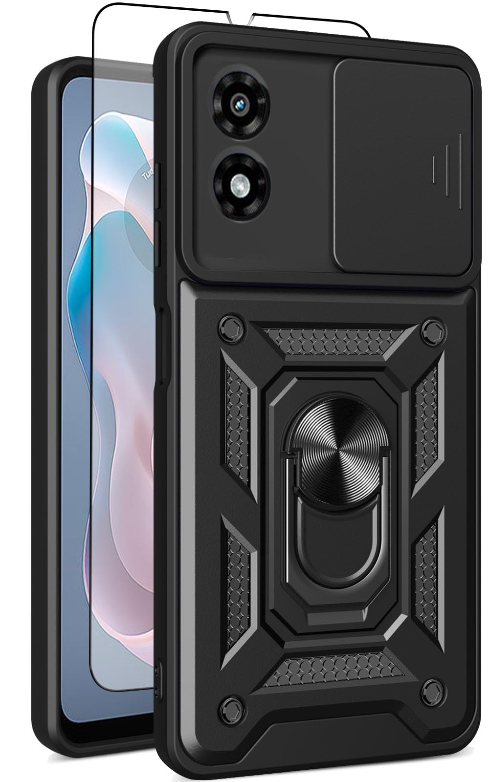 for Moto G Stylus 2025 Case: with 2PC Screen Protector,Sliding Camera Cover and Multi Angle Stand for Motorola Moto G Stylus 5G 2025 Case,Blue