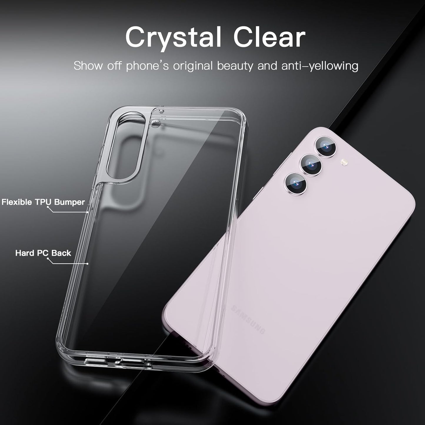 JETech Case for Samsung Galaxy S23+ / S23 Plus 5G 6.6-Inch, Non-Yellowing Shockproof Bumper Protective Phone Cover, Anti-Scratch Hard PC Back (Clear)