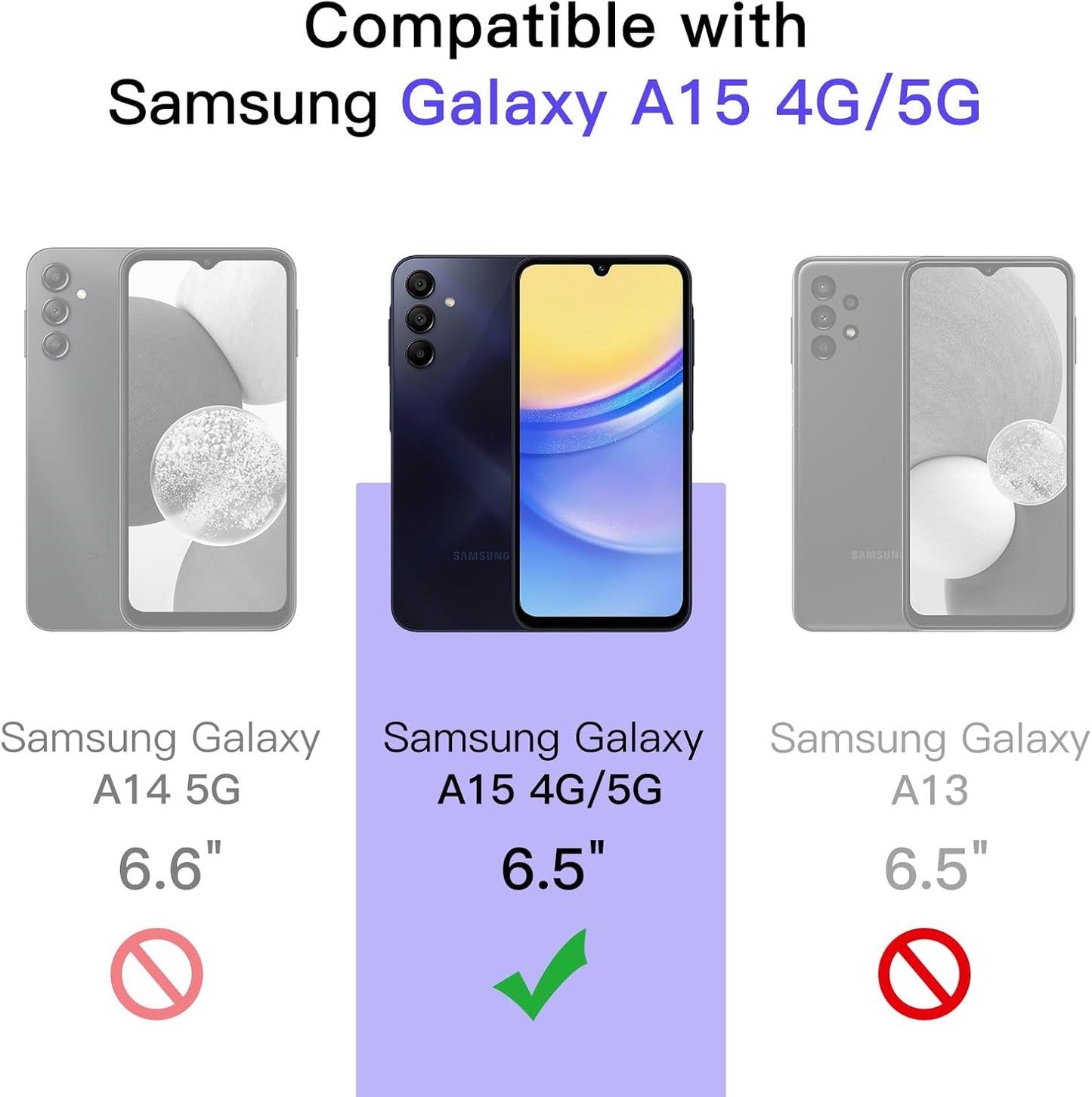 JETech Screen Protector for Samsung Galaxy A15 4G / 5G 6.5-Inch, 9H Tempered Glass Film, Anti-Scratch, HD Clear, 3-Pack
