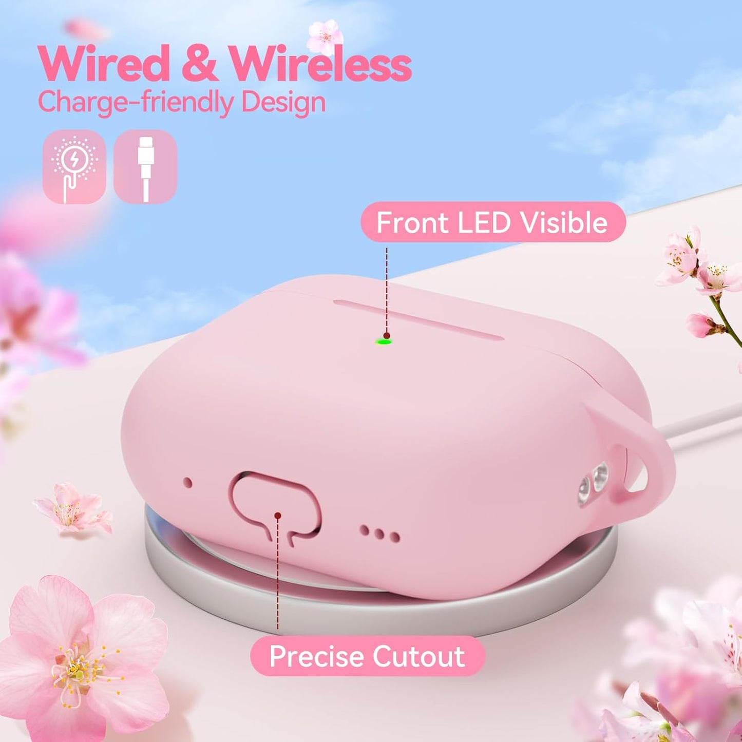 for AirPods Pro 3 Case 2025, Soft Silicone Case with Cleaner & Keychain for Women Girly, Compatible with Apple Airpods Pro 3rd Generation Cases Cover, Full Protection, Led Visible