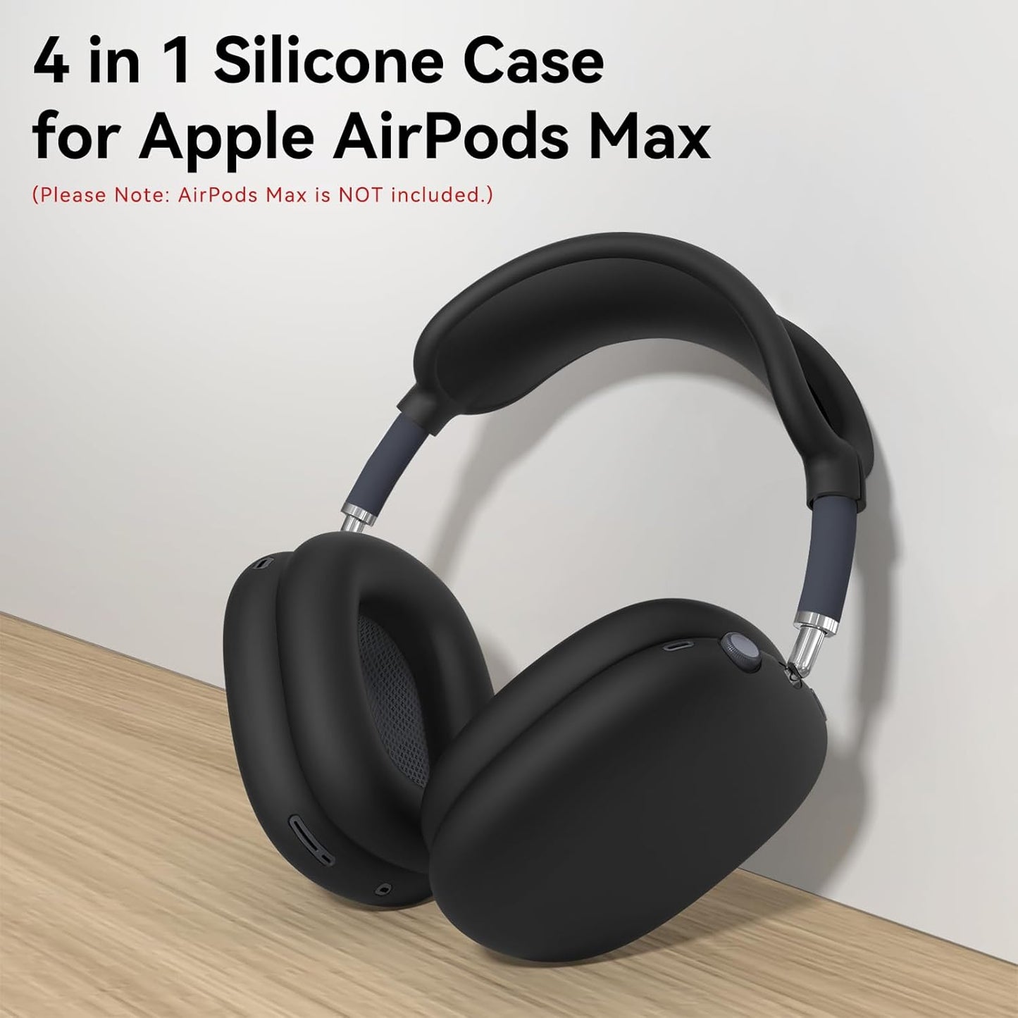 Silicone Case Cover for AirPods Max Headphones, Ear Pad Case Cover/Ear Cups Cover/Headband Cover for AirPod Max (USB-C/Lightning)(2024/2020),Accessories Silicone Protector for Apple AirPods Max, Black