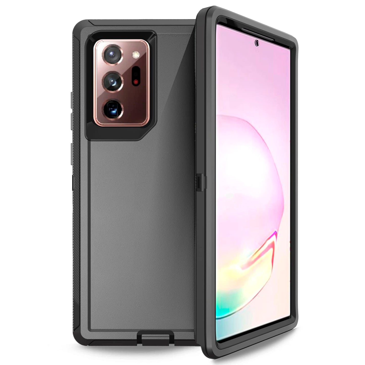 Anloes Case for Samsung Galaxy Note 20 5G, Phone Case Heavy Duty Shockproof Rugged Defender Protective, 3 in 1 Bumper Cover(Without Built-in Screen Protector) (Black)