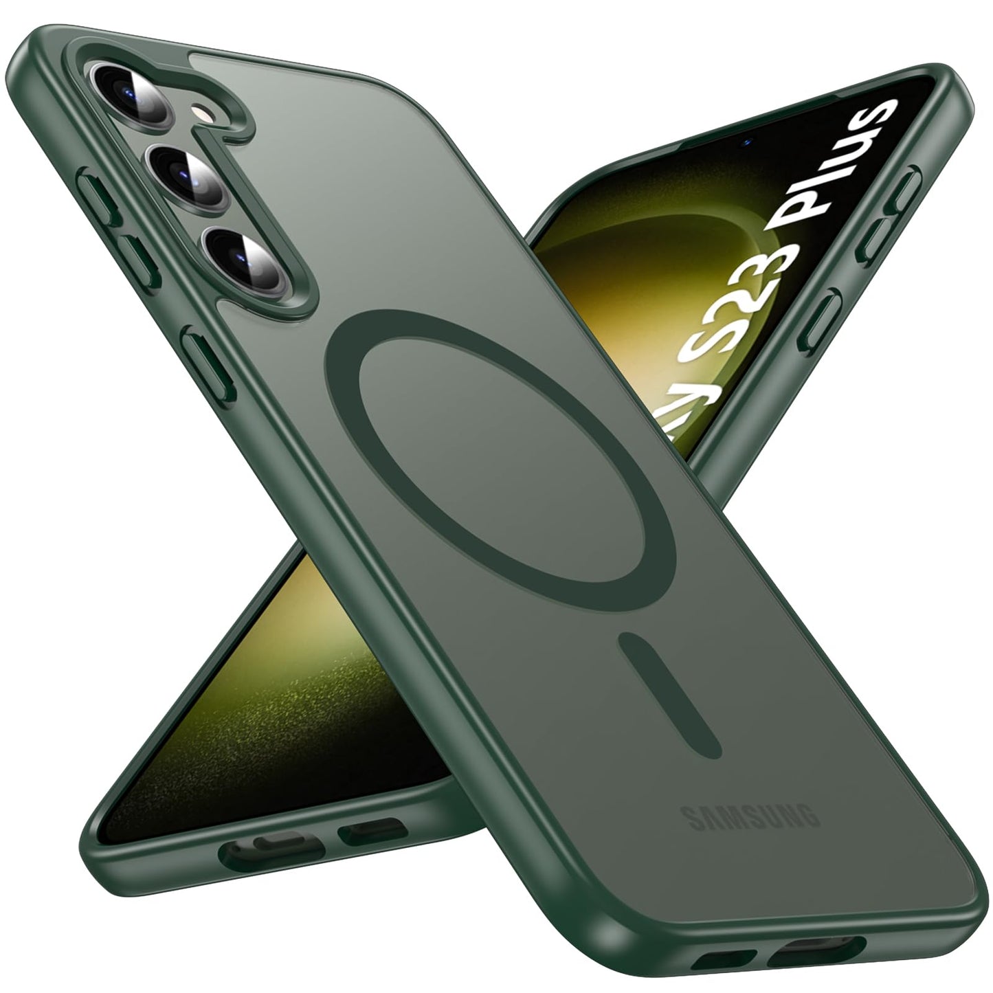 OWKEY Bumper Cover for Samsung Galaxy S23 Plus Black | 6.6'', Translucent, Slim, Magsafe Compatible, Military Grade Shockproof