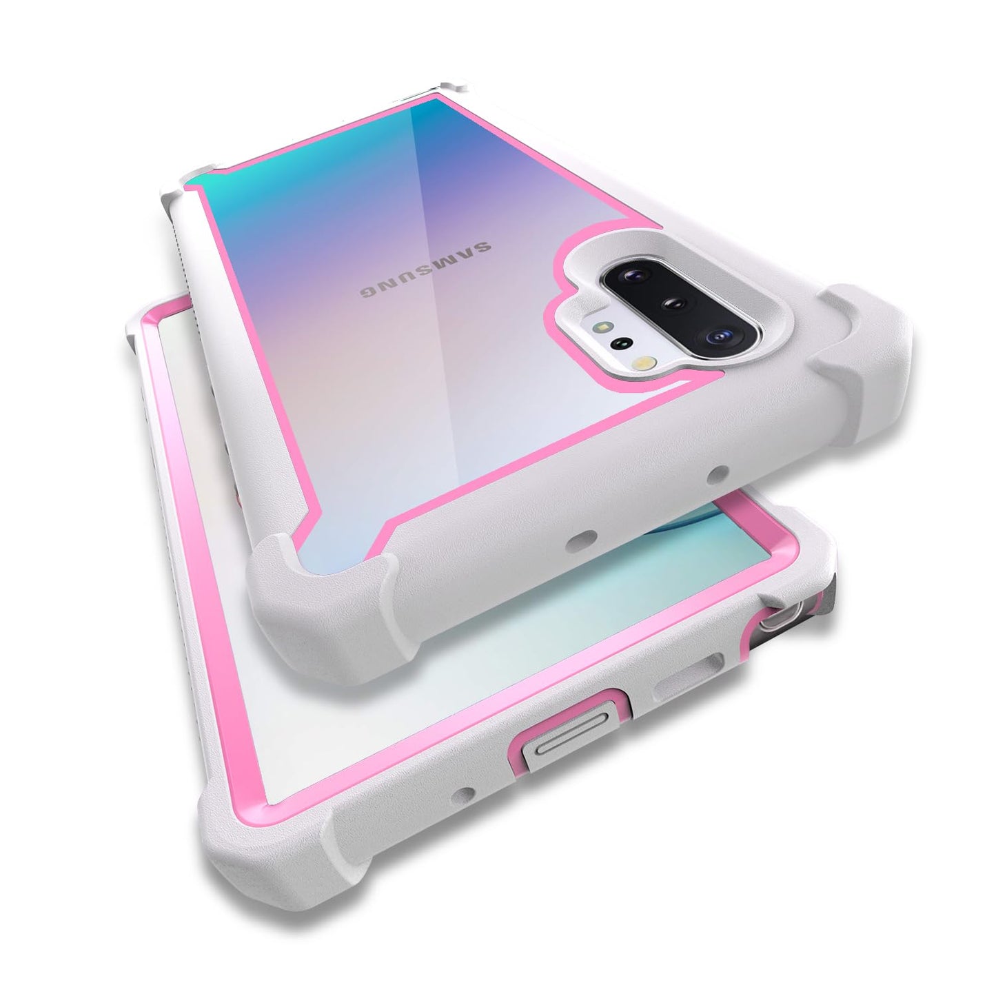 Case for Samsung Galaxy Note 10 Plus Case With Screen Protector, Full Body Protective Hybrid Dual layer Shockproof Acrylic Back Case Cover for Galaxy Note 10 Plus 5G 6.8 inch (Purple Light Blue)