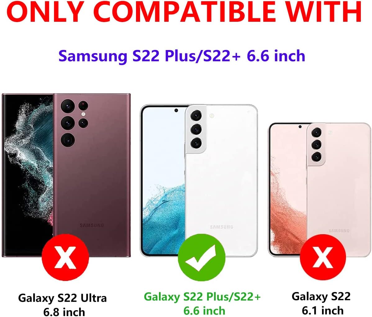 Military Grade Drop Impact for Samsung Galaxy S22 Plus Case 360 Metal Rotating Ring Kickstand Holder Armor Heavy Duty Shockproof Case for Galaxy S22+ Plus Phone Case (Red)