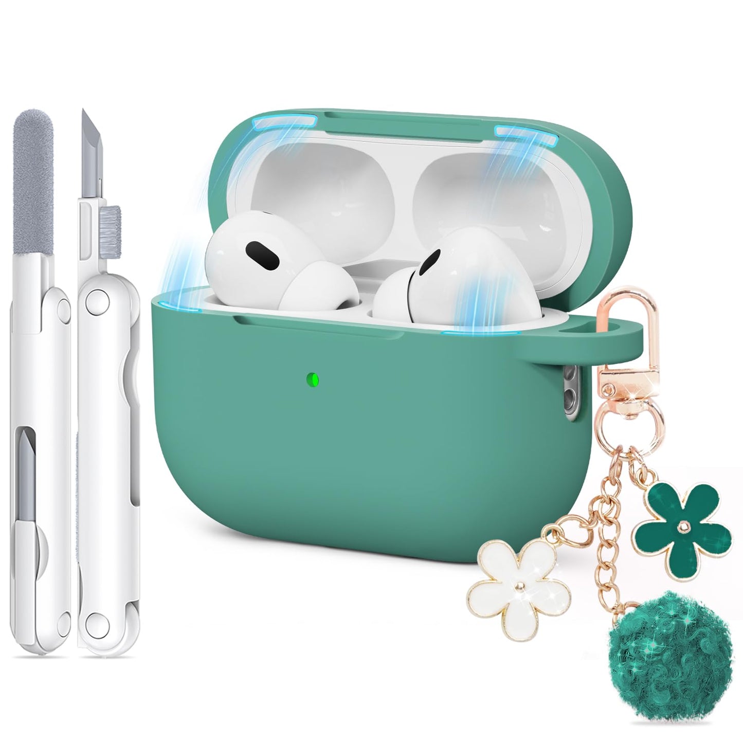 for AirPods Pro 3 Case 2025, Soft Silicone Case with Cleaner & Keychain for Women Girly, Compatible with Apple Airpods Pro 3rd Generation Cases Cover, Full Protection, Led Visible