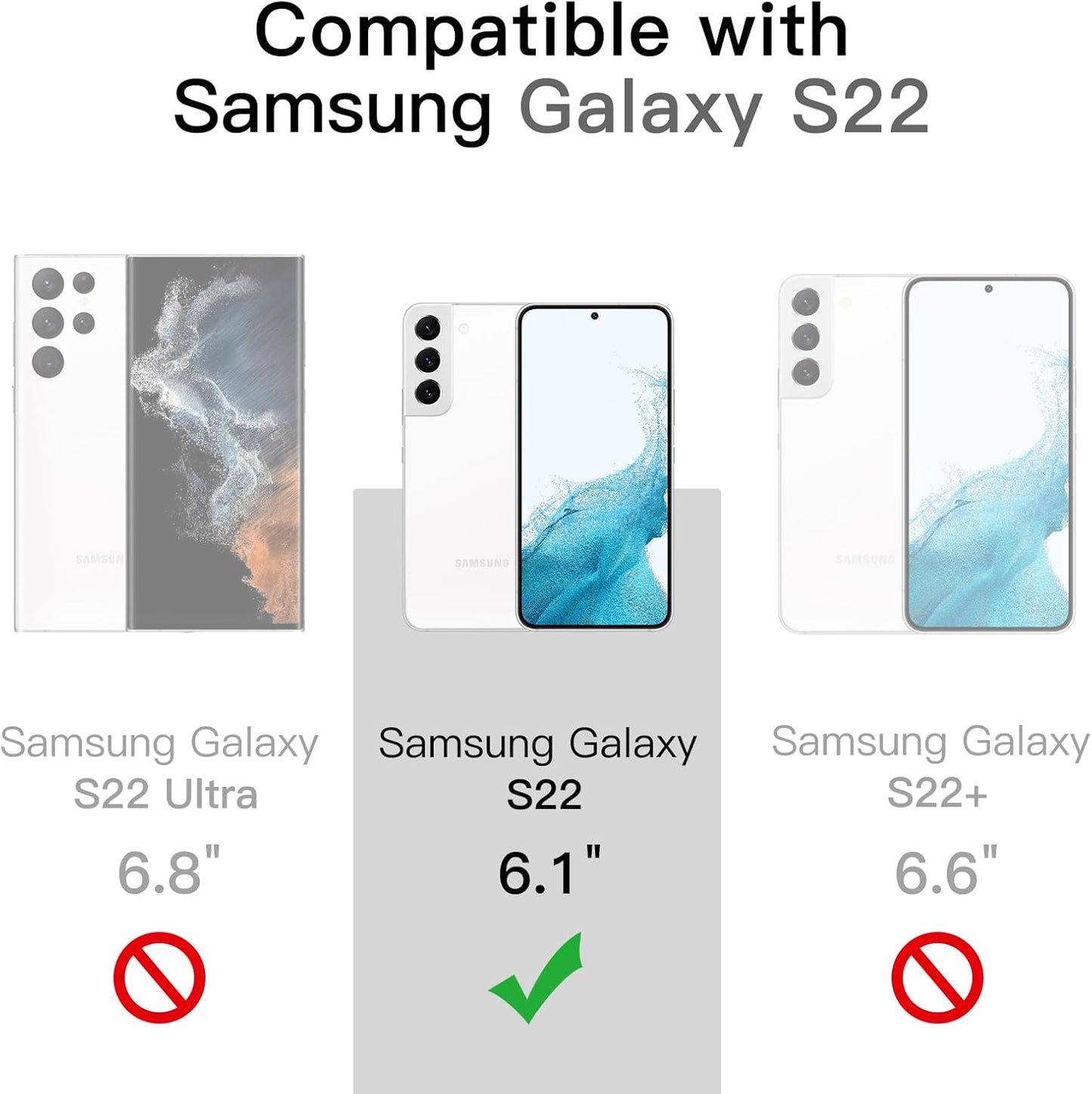 JETech Case for Samsung Galaxy S22 5G 6.1-Inch, Non-Yellowing Shockproof Bumper Protective Phone Cover, Anti-Scratch Hard PC Back (Clear)