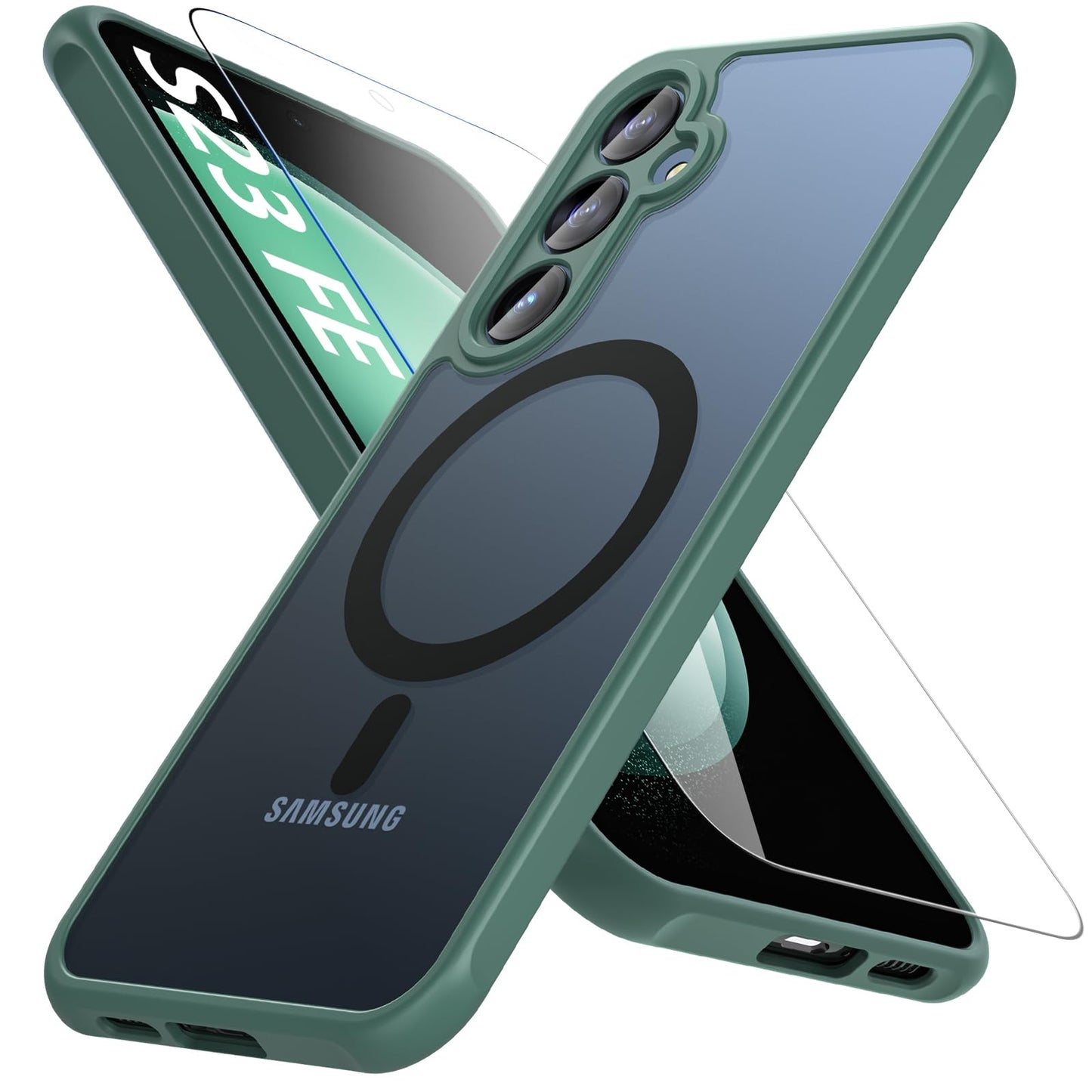 OWKEY Bumper Cover for Samsung Galaxy S23 Plus Black | 6.6'', Translucent, Slim, Magsafe Compatible, Military Grade Shockproof