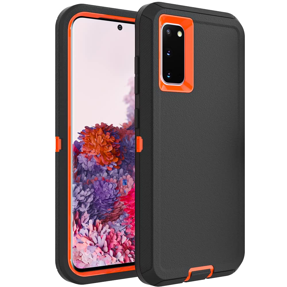 Case for Galaxy Note 20 with Clip, Heavy-Duty Tough Rugged Shockproof Drop Protective Cover Cases for Samsung Galaxy Note 20, Black+Orange
