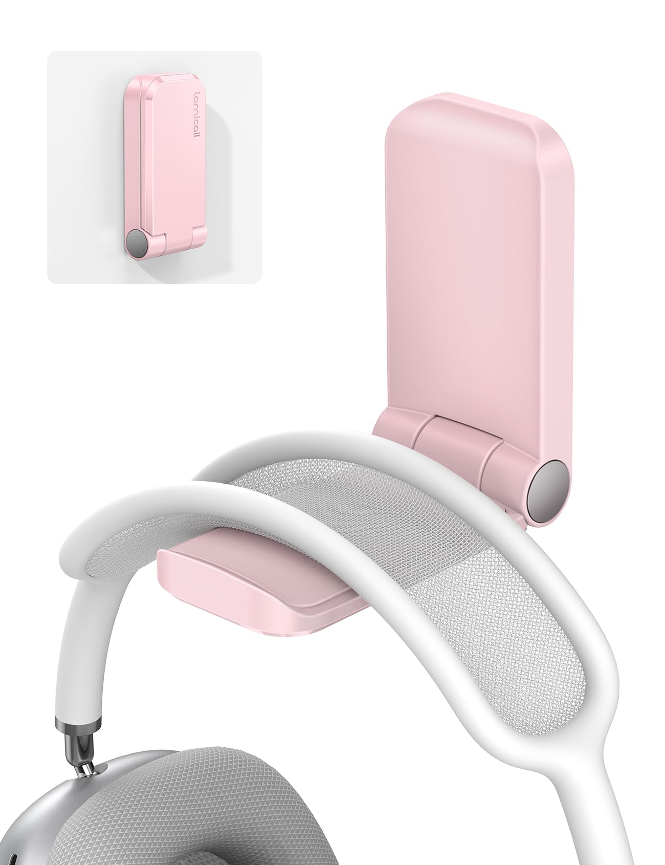 Lamicall Headphone Stand, Sticky Headset Hanger - Adhesive Headphone Holder Hook Mount, Headset Stand Holder Clip Under Desk, Earphone Clamp for Airpods Max, HyperX, Sennheiser, White