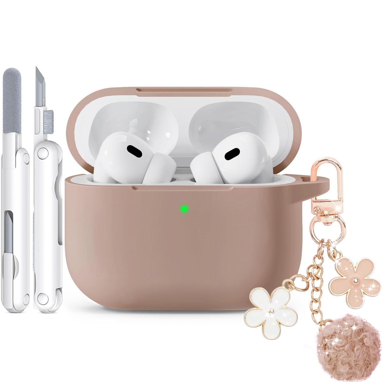 for AirPods Pro 3 Case 2025, Soft Silicone Case with Cleaner & Keychain for Women Girly, Compatible with Apple Airpods Pro 3rd Generation Cases Cover, Full Protection, Led Visible