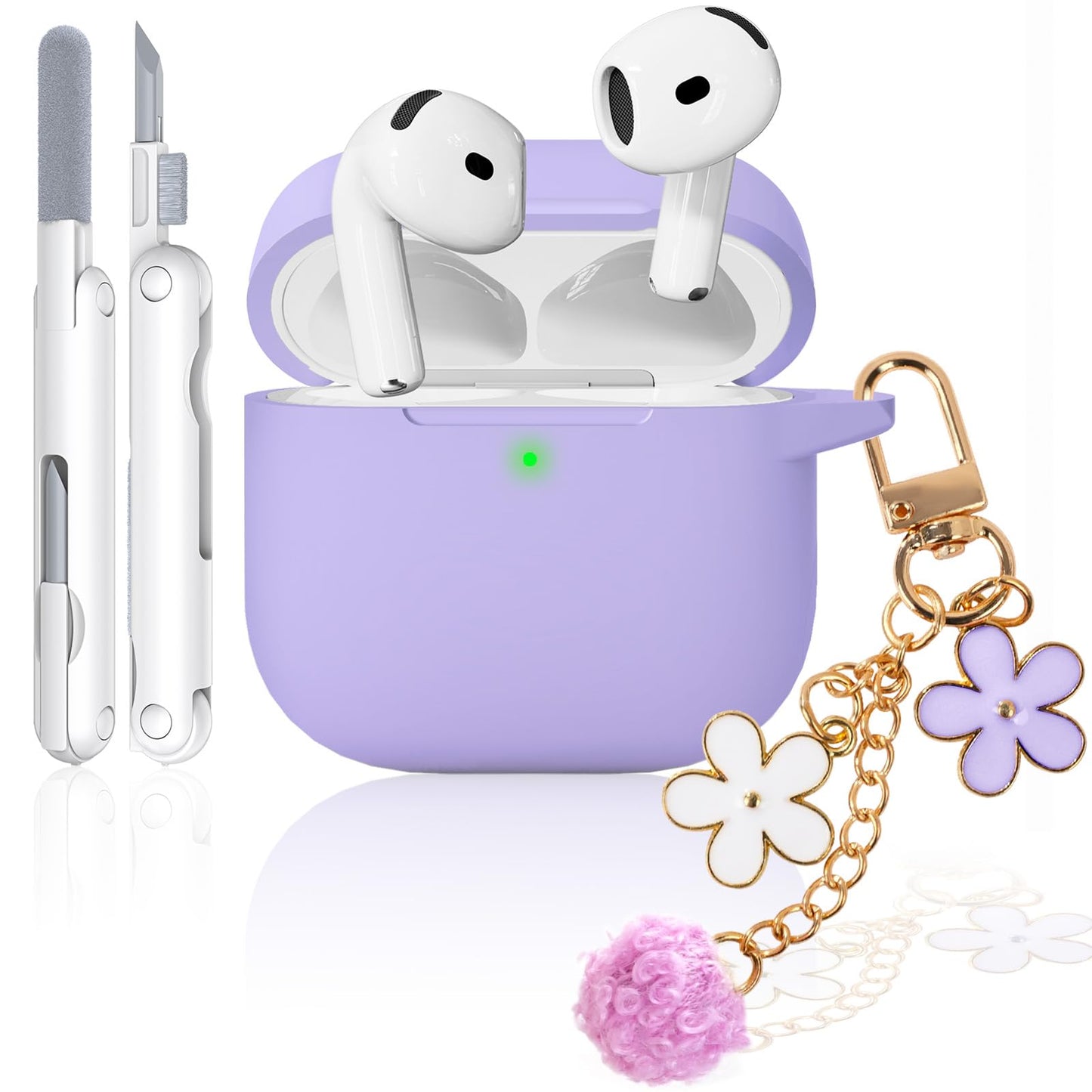 for AirPods Pro 3 Case 2025, Soft Silicone Case with Cleaner & Keychain for Women Girly, Compatible with Apple Airpods Pro 3rd Generation Cases Cover, Full Protection, Led Visible