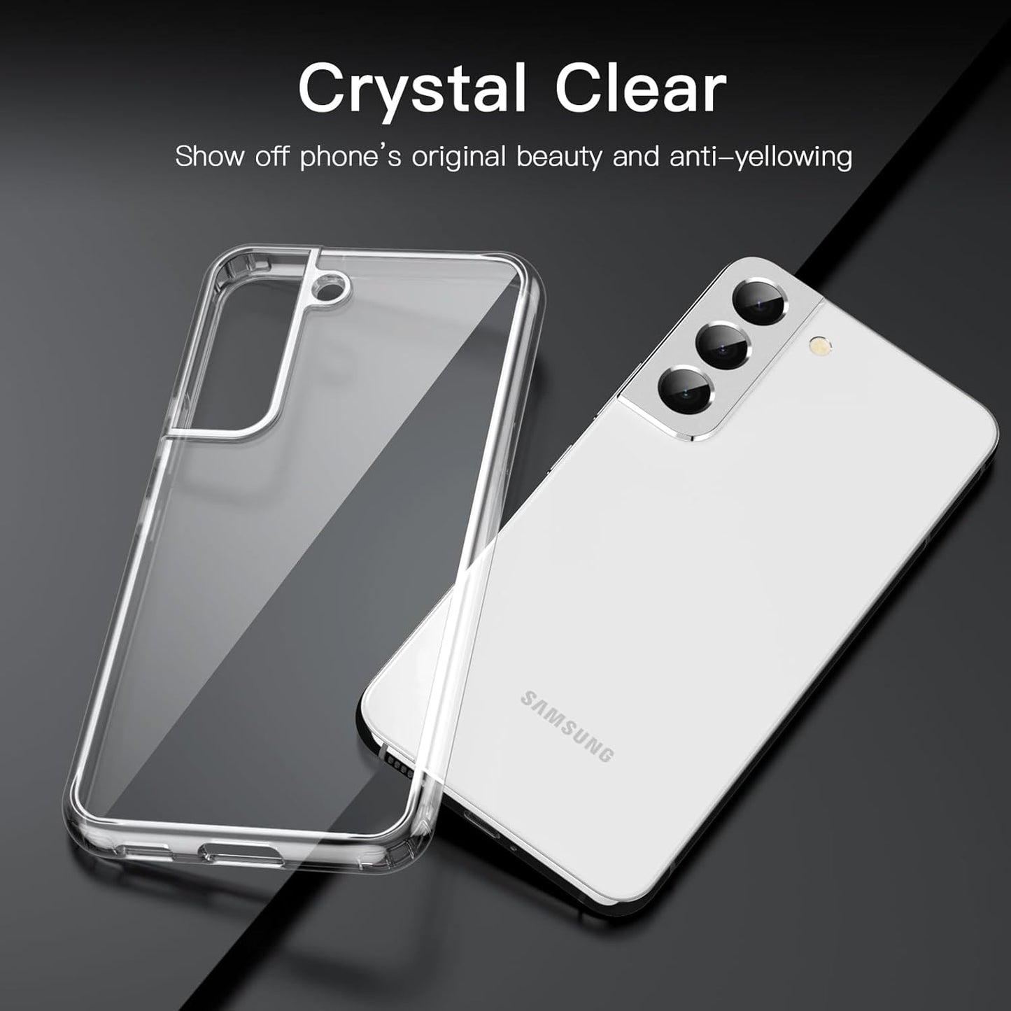 JETech Case for Samsung Galaxy S22 5G 6.1-Inch, Non-Yellowing Shockproof Bumper Protective Phone Cover, Anti-Scratch Hard PC Back (Clear)
