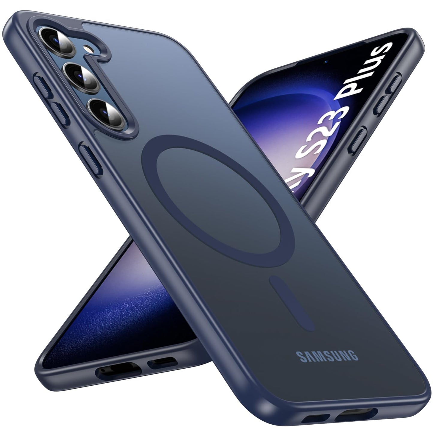 OWKEY Bumper Cover for Samsung Galaxy S23 Plus Black | 6.6'', Translucent, Slim, Magsafe Compatible, Military Grade Shockproof