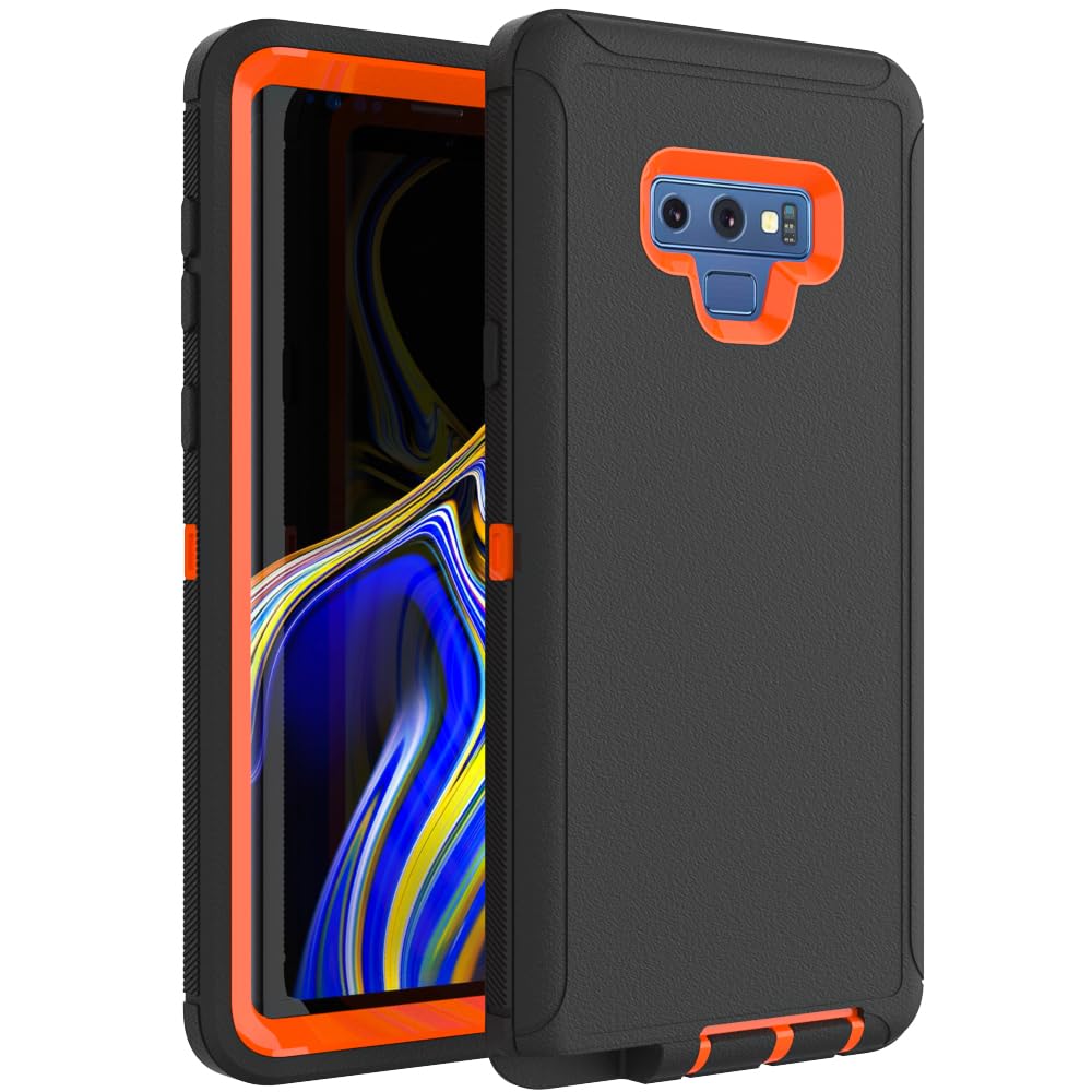 Case for Galaxy Note 20 with Clip, Heavy-Duty Tough Rugged Shockproof Drop Protective Cover Cases for Samsung Galaxy Note 20, Black+Orange