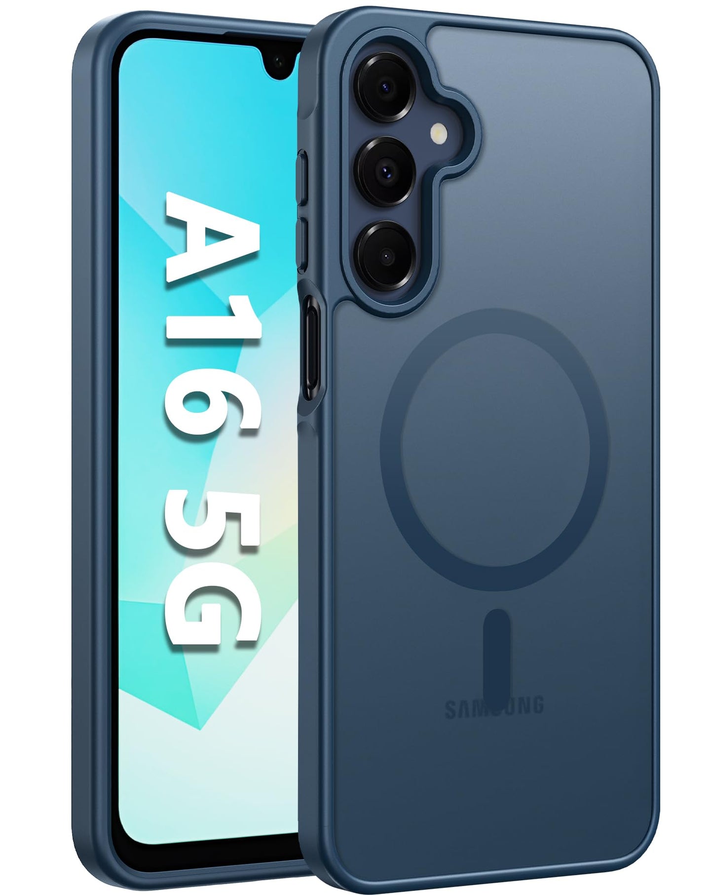 FNTCASE Samsung Galaxy A16-5G Case Cell Phone Cover Black | Magnetic, Matte Textured, Military Grade Drop Protection, Translucent, Slim, Rugged, Durable, Shockproof, Protective Bumper, 6.7 inches