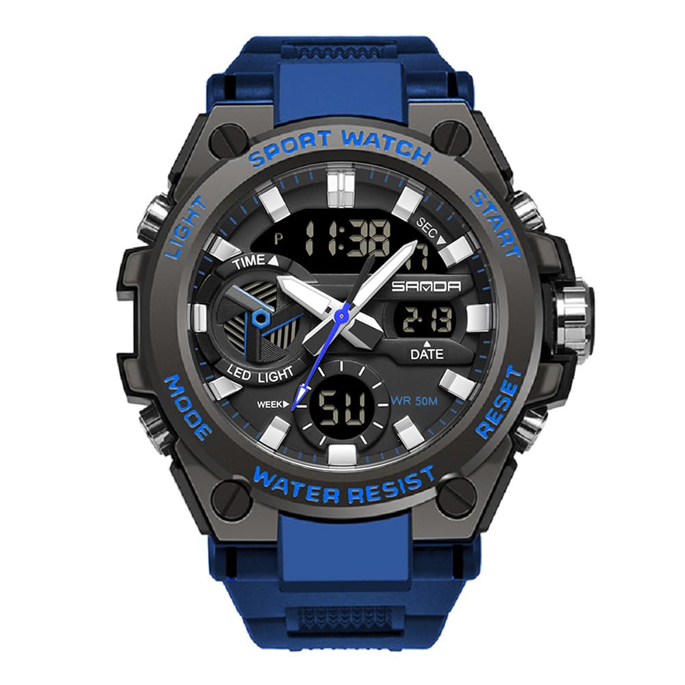 KXAITO Men's Watches Sports Outdoor Waterproof Military Watch Date Multi Function Tactics LED Alarm Stopwatch