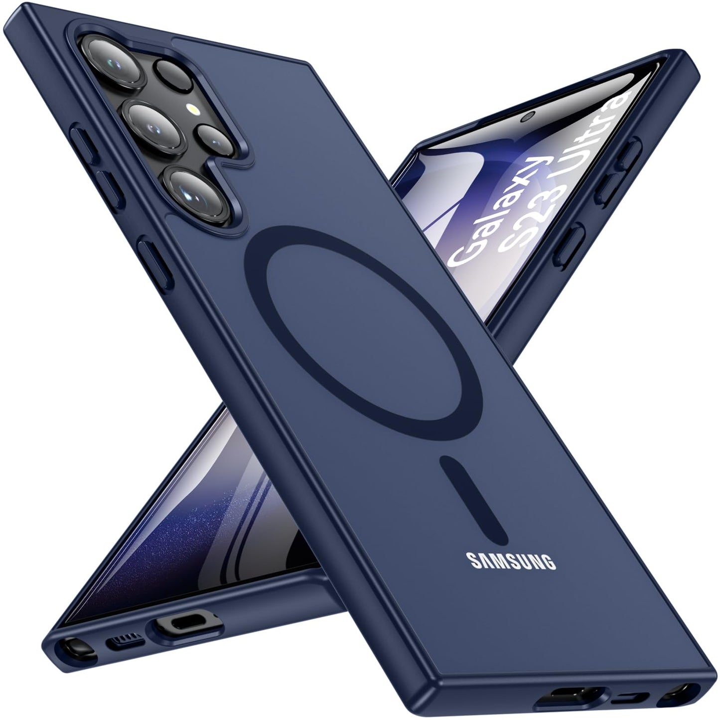 OWKEY Bumper Cover for Samsung Galaxy S23 Plus Black | 6.6'', Translucent, Slim, Magsafe Compatible, Military Grade Shockproof