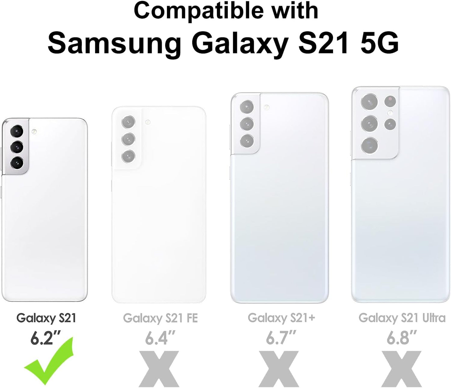 TENOC Clear Case Phone Case for Samsung Galaxy S21 5G Hard Back Cover | Non-Yellowing, Protective, Bumper
