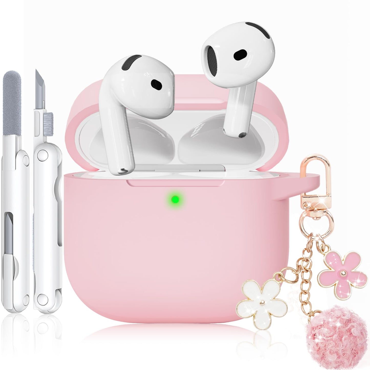 for AirPods Pro 3 Case 2025, Soft Silicone Case with Cleaner & Keychain for Women Girly, Compatible with Apple Airpods Pro 3rd Generation Cases Cover, Full Protection, Led Visible