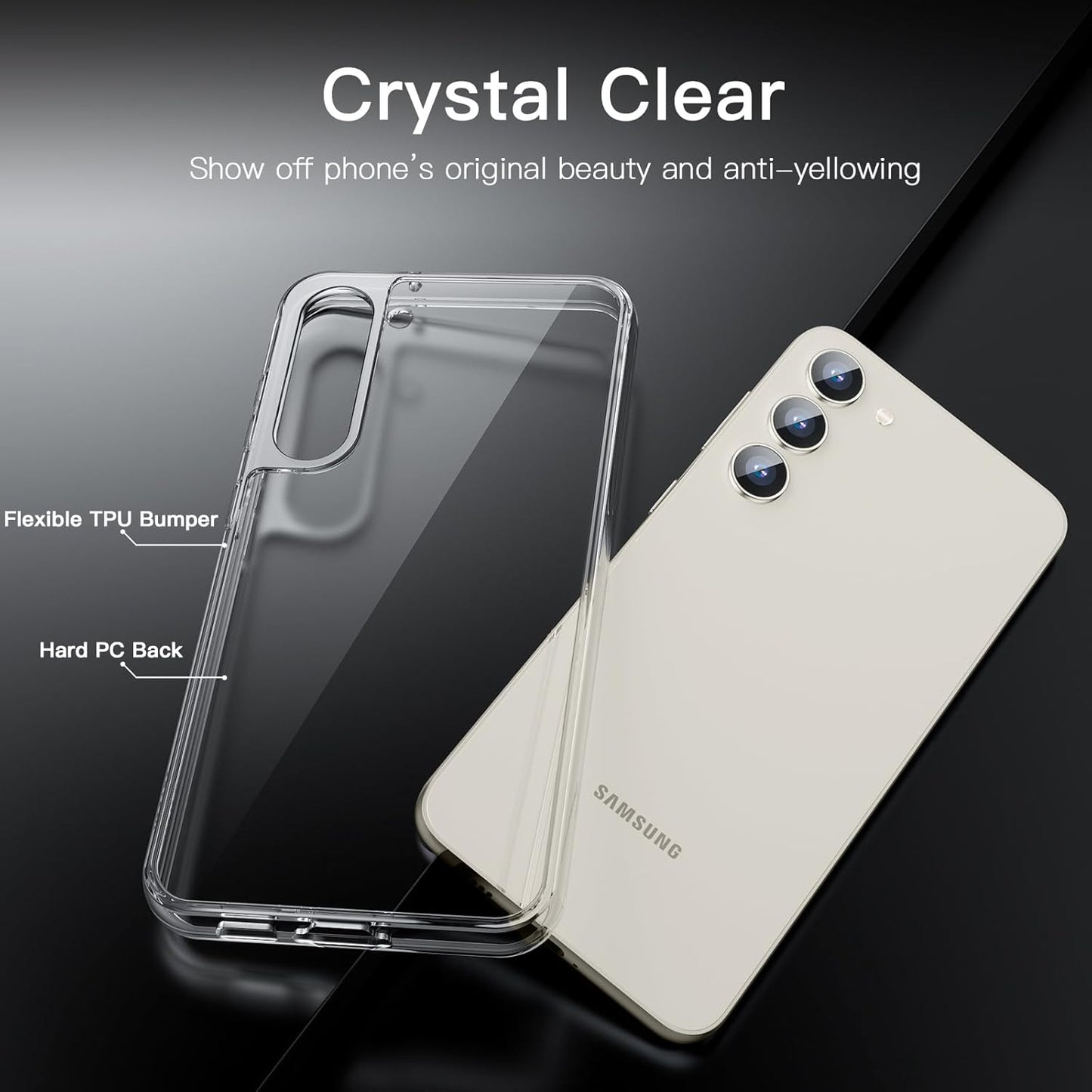 JETech Case for Samsung Galaxy S23 5G 6.1-Inch, Non-Yellowing Shockproof Bumper Protective Phone Cover, Anti-Scratch Hard PC Back (Clear)