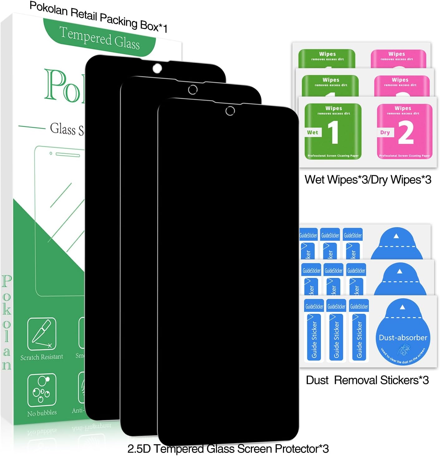 Pokolan [3 Pack Privacy Screen Protector for Samsung Galaxy S23 FE 5G Anti Spy Private Tempered Glass, Anti-Scratch, Bubble Free